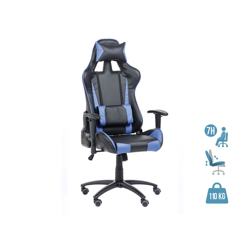 3760185028998-Fauteuil gamer SPORTING - accoudoirs réglables - noir et bleu-P_79429679_1-0