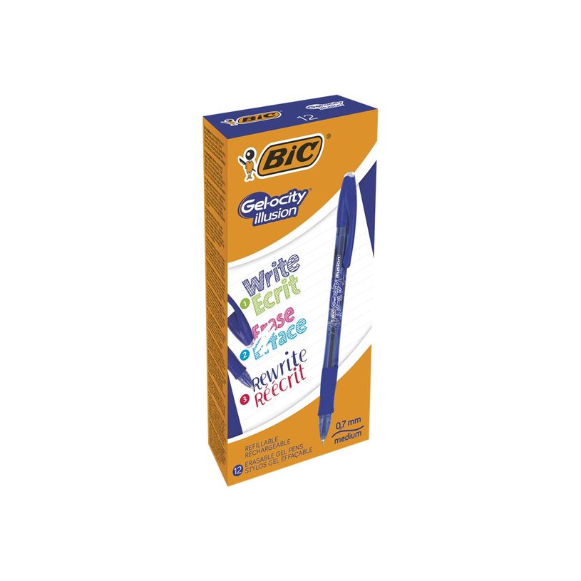 3086123460119-Bic Gelocity Illusion - Pack de 12 rollers effaçables - 0,7 mm - bleu-P_79429696_2-7