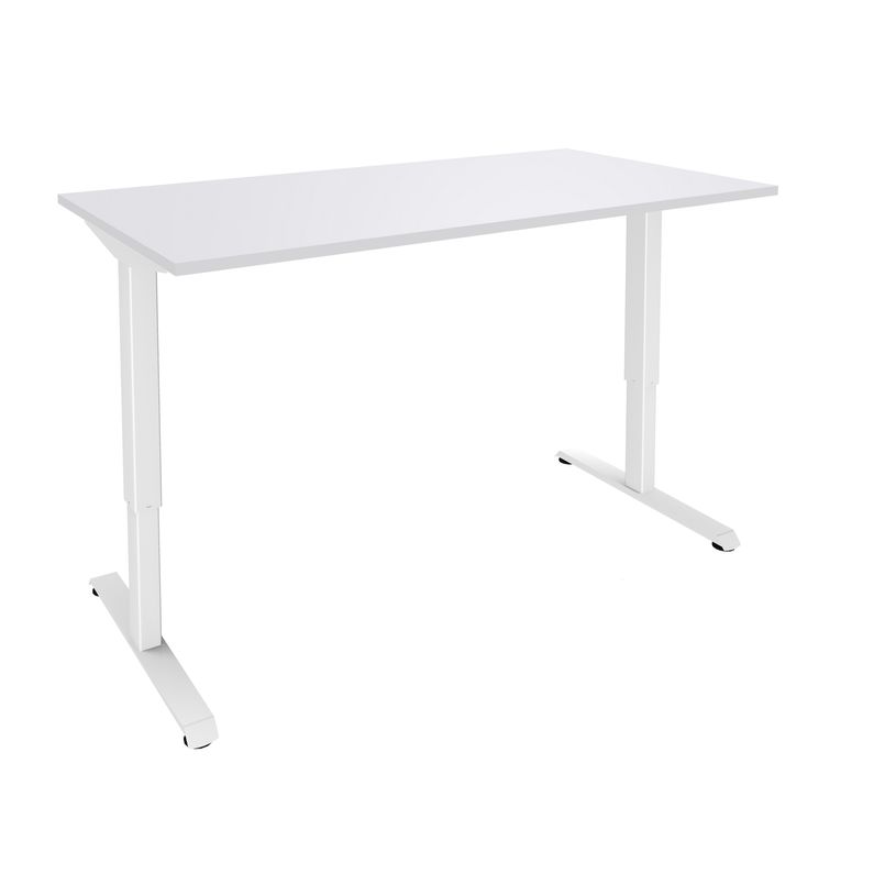 3253310160040-Bureau LEVEL - Bureau éléctrique - L160 - pied blanc - plateau Blanc perle-P_79429788_1-0
