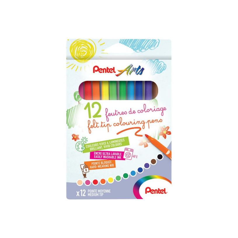0884851035332-Pentel - 12 Feutres - ultra lavables-P_79429821_1-0