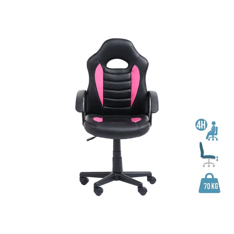 3760185029414-Fauteuil gamer ANZIO - accoudoirs fixes - noir et rose-P_79429824_1-0
