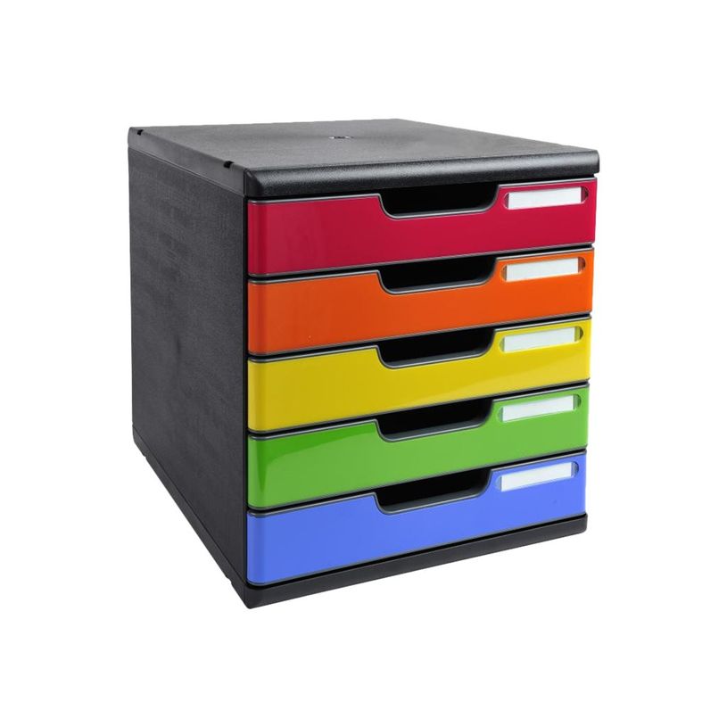 9002493424210-Exacompta Modulo - Module de classement 5 tiroirs - noir/arlequin brillant-P_79429837_1-0