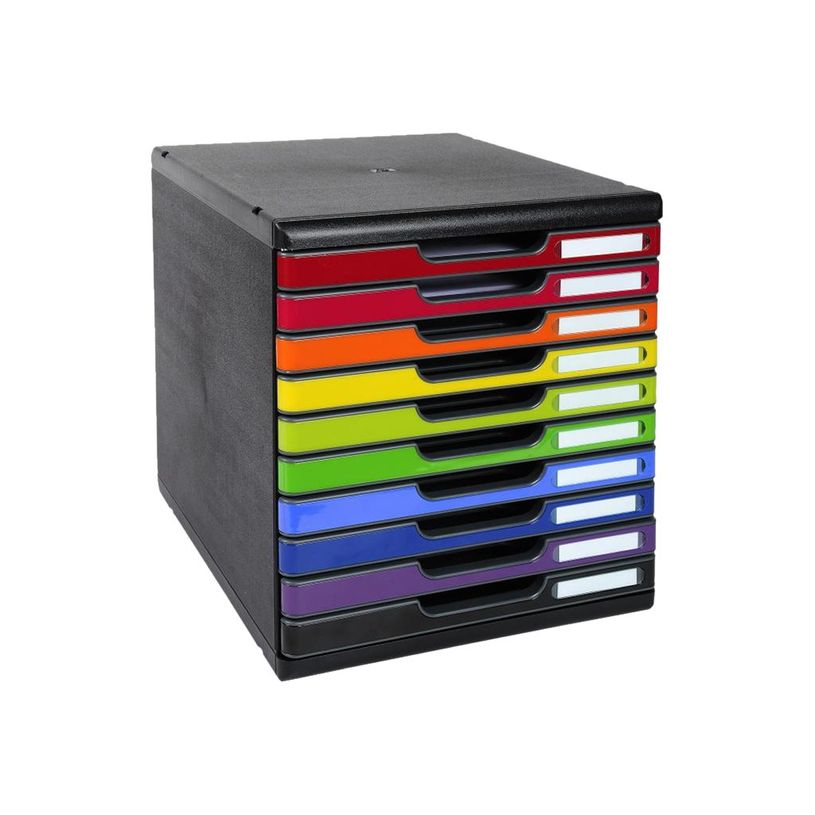 9002493424227-Exacompta Modulo - Module de classement 10 tiroirs - noir/arlequin brillant-P_79429838_1-0