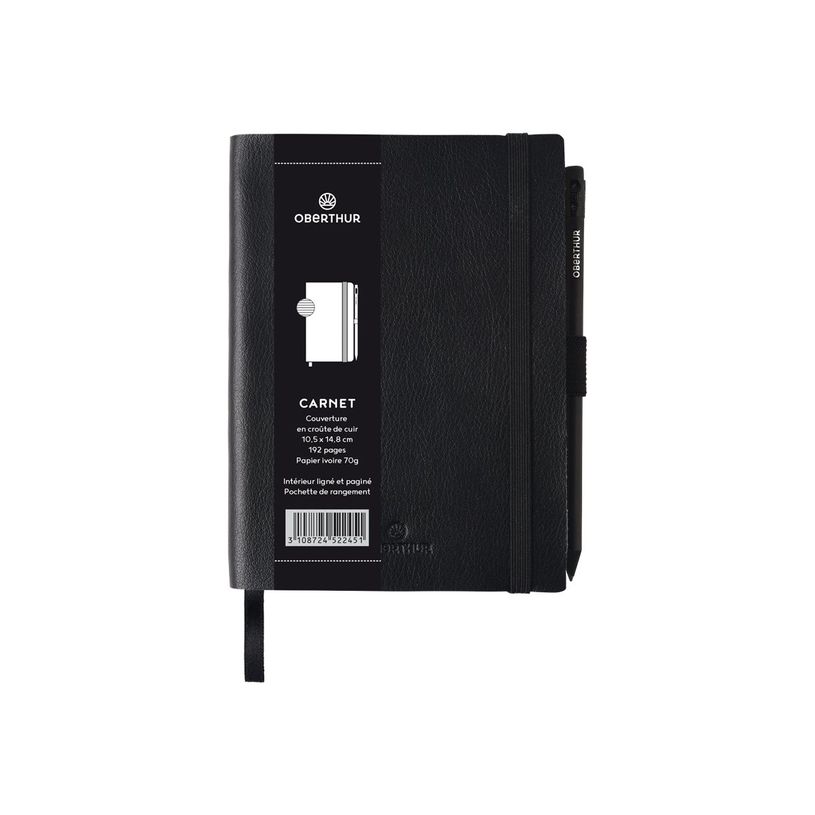 3108724522451-Oberthur - Carnet de notes en cuir - à élastiques A6 - noir-P_79429913_4-3