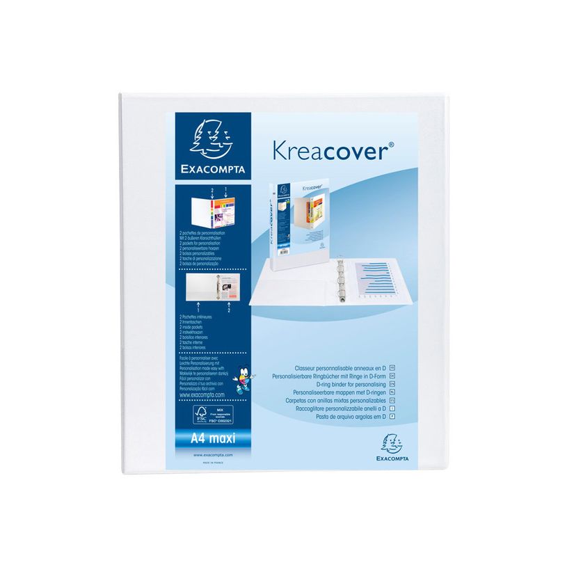 3130630519430-Exacompta Kreacover - Classeur à anneaux personnalisable - Dos 40 mm - A4 Maxi - pour 225 feuilles - bla-P_79430102_1-0