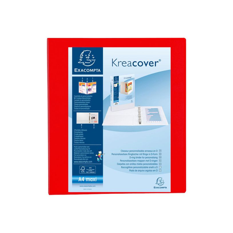 3130635518445-Exacompta Kreacover - Classeur à anneaux personnalisable - Dos 70 mm - A4 Maxi - rouge - 3-P_79430117_1-0