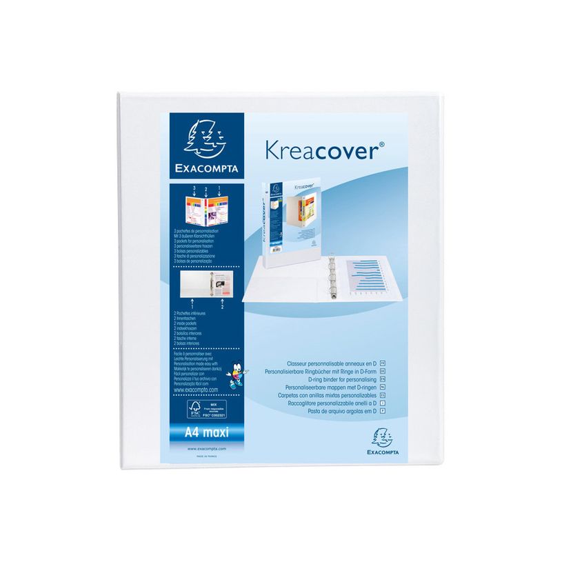 3130639518465-Exacompta Kreacover - Classeur à anneaux personnalisable - Dos 44 mm - A4 Maxi - blanc - 3-P_79430133_1-0