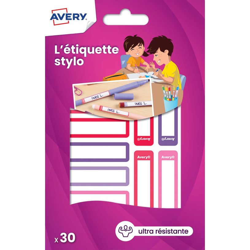 5014702085390-Avery - 30 Étiquettes adhésives pour stylos - 50 x 10 mm - rose/rouge-P_79430180_3-0