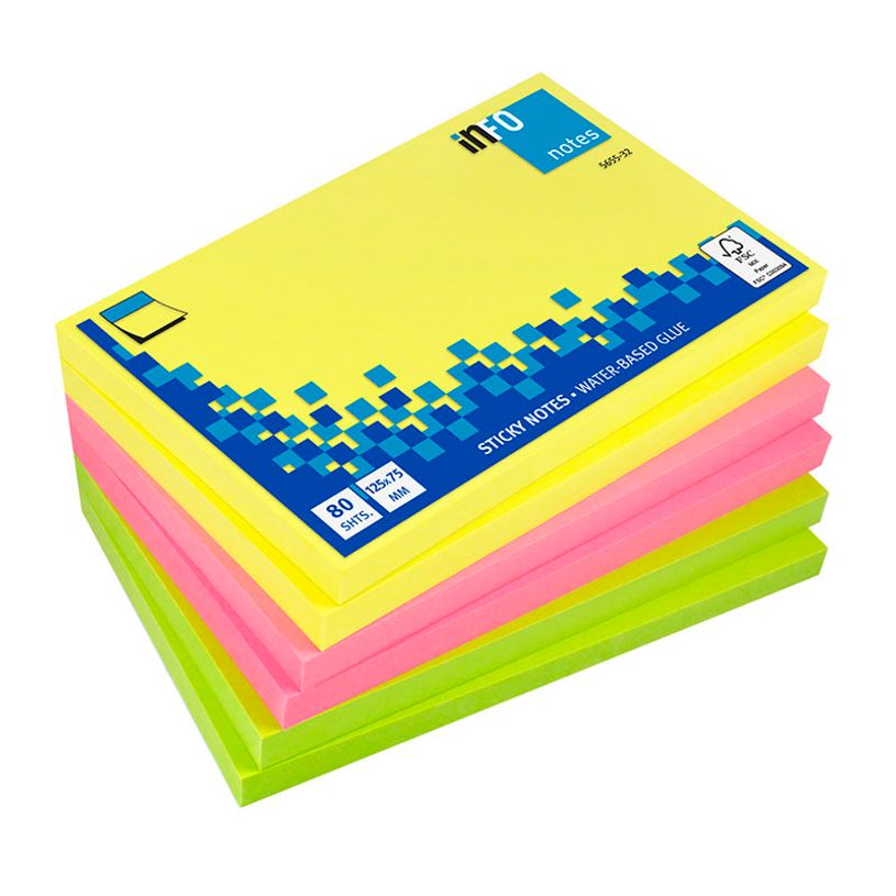 4044355775400-Global Notes - Pack de 6 Blocs - Notes adhésives 80 feuilles - 75 x 125 mm - couleurs asso-P_79430216_2-0