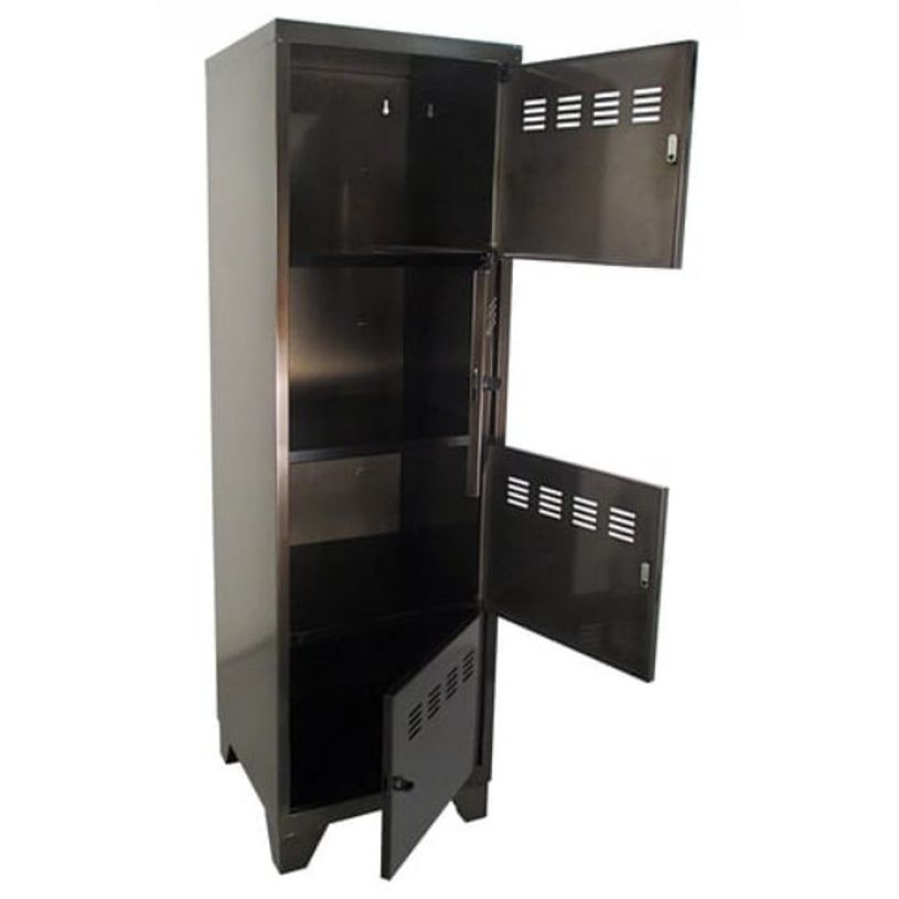 3219090952008-Casier de bureau monobloc métallique avec pieds - 4 portes - H134 x L40 x P40 cm - noir ve-P_79430374_1-0