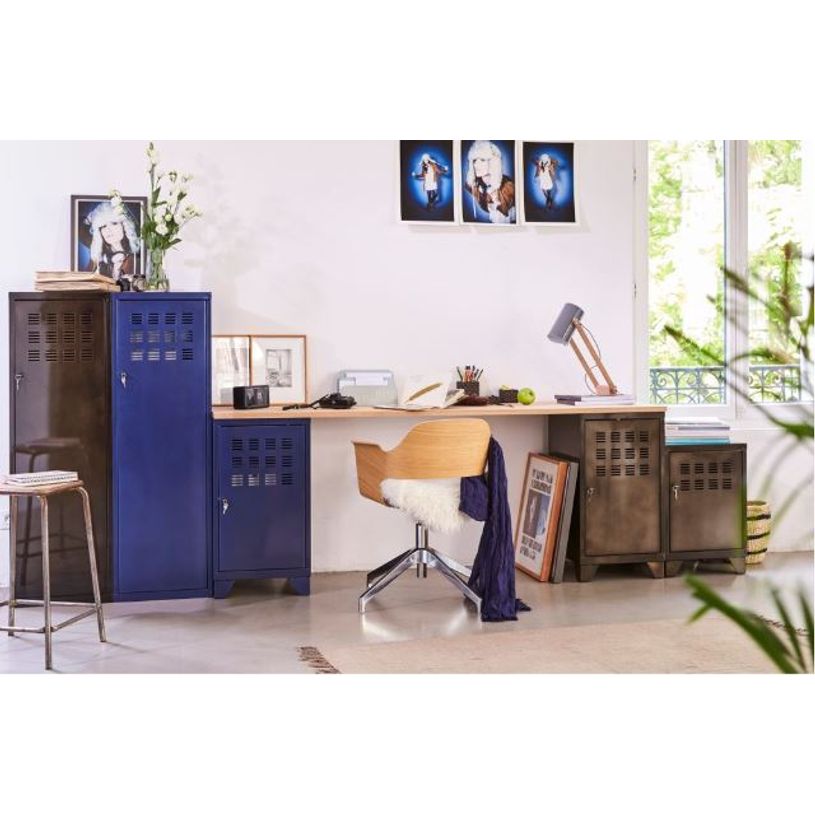 3219090952046-Casier de bureau monobloc métallique avec pieds - 4 portes - H134 x L40 x P40 cm - bleu nu-P_79430377_2-1