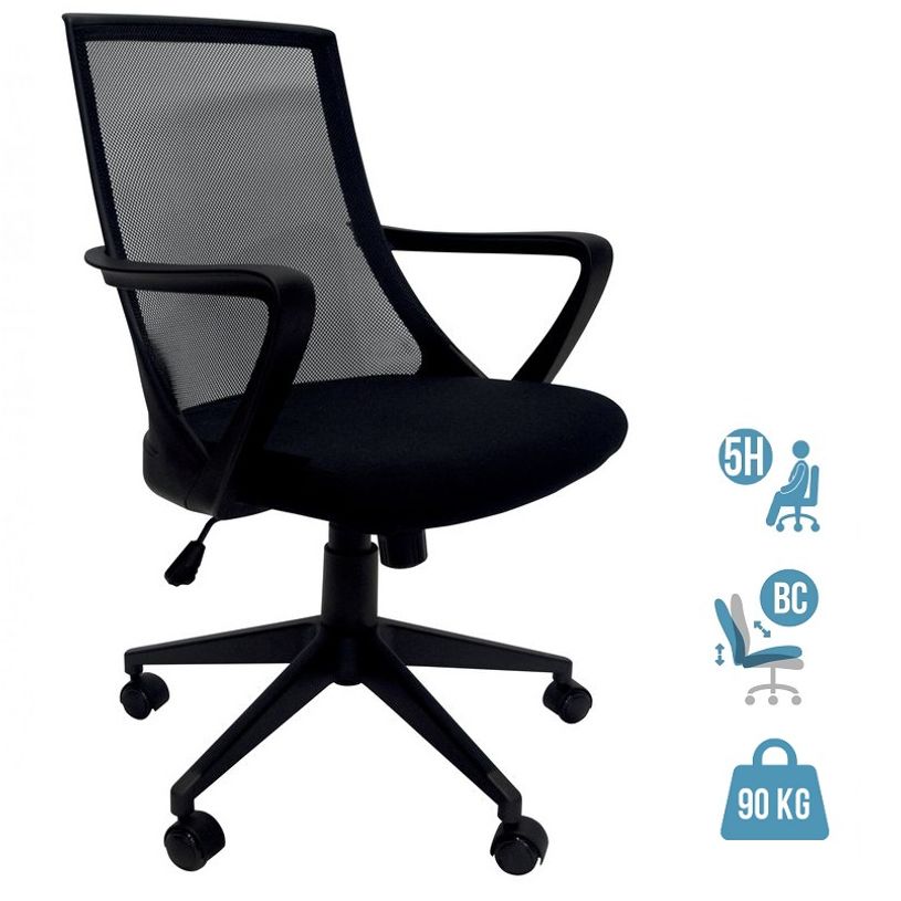 3700339882687-Fauteuil de bureau ALEX - accoudoirs fixes - noir-P_79430384_1-0