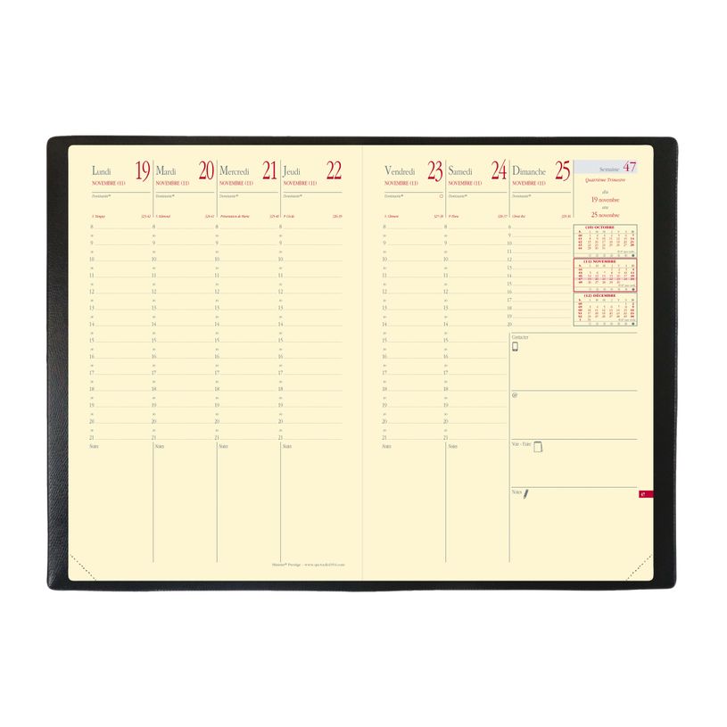 3371010389551-Soho Ministre Prestige - Agenda 1 semaine sur 2 pages - 16 x 24 cm - bleu ardoise - Quo Vad-P_79430848_3-1