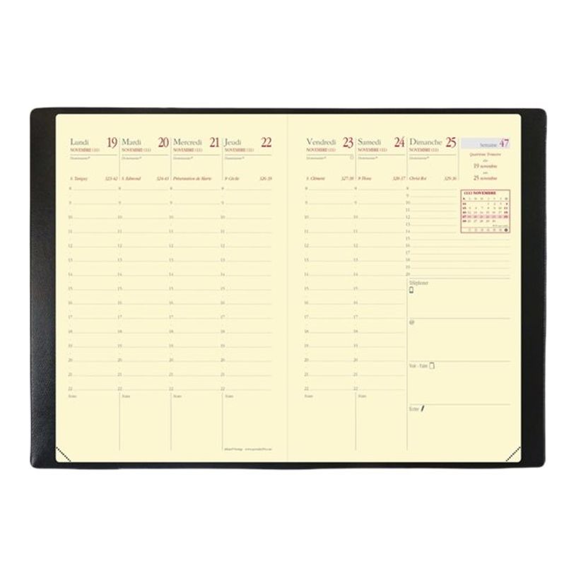 3371010174270-Quo Vadis - Agenda avec répertoire - Affaires Prestige - Semainier Planning - Français - Soho - Noir - 14 mois de d