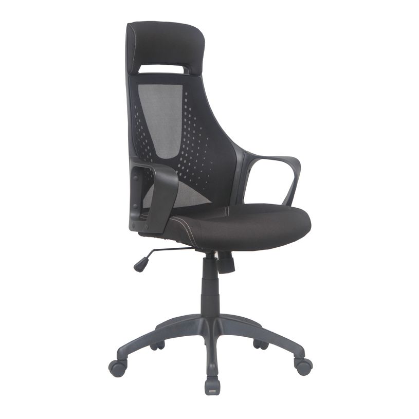 3397703697123-Fauteuil de bureau FREETOWN - accoudoirs fixes - appui-tête intégré - noir-P_79430957_2-1