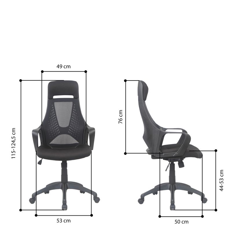 3397703697123-Fauteuil de bureau FREETOWN - accoudoirs fixes - appui-tête intégré - noir-P_79430957_7-6