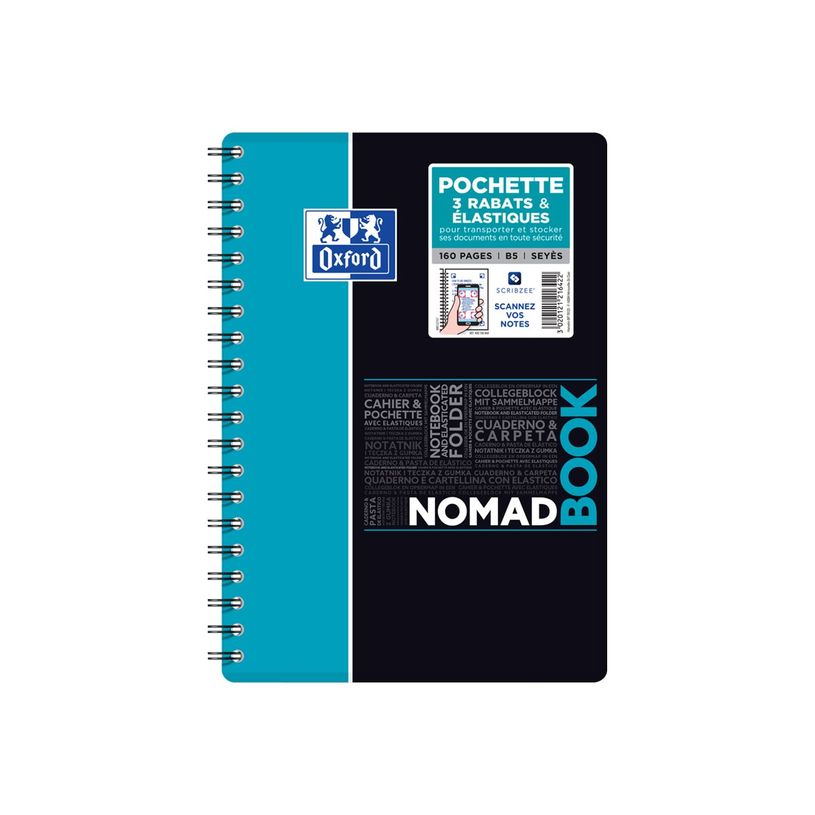 3020120121642-Oxford Etudiants - Cahier Nomadbook B5 (19 x 25 cm) avec pochettes 3 rabats - 160 pages - grands carreaux (Seyes) - double spirale - disponib-P_79431011_2-1