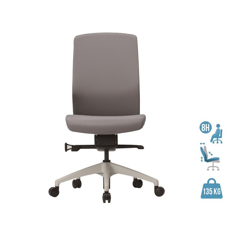 3700339882694-Fauteuil de bureau - CHARLIE - coque blanche et tissu gris - Accoudoirs en option-P_79431017_1-0