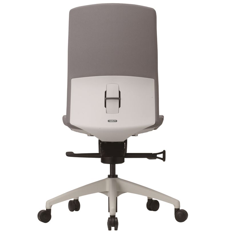 3700339882694-Fauteuil de bureau - CHARLIE - coque blanche et tissu gris - Accoudoirs en option-P_79431017_3-2