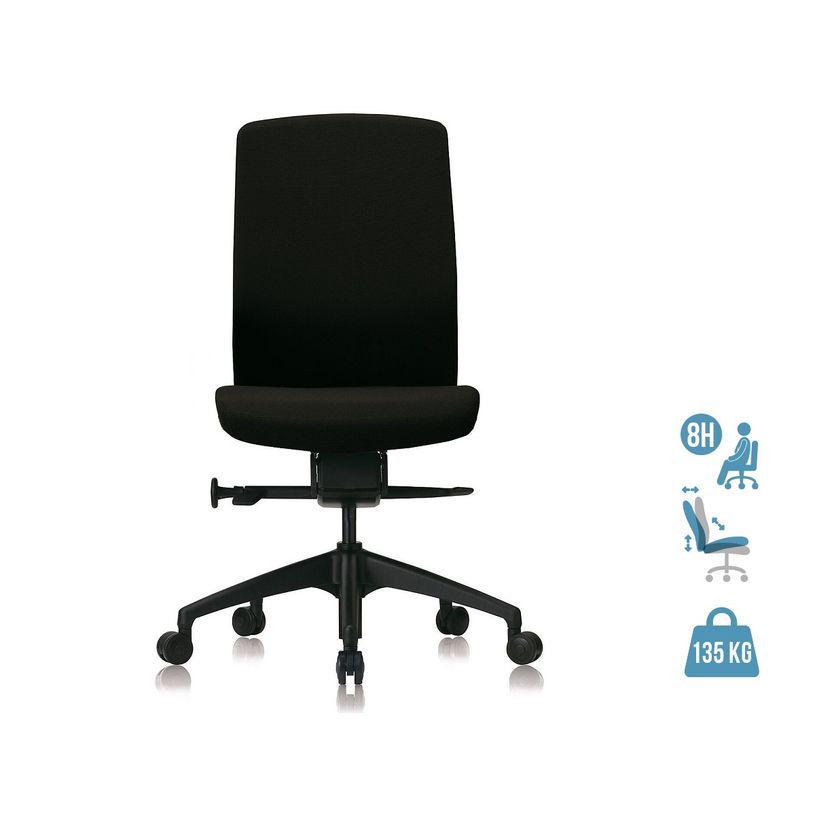 3700339882700-Fauteuil de bureau - CHARLIE - coque noire et tissu noir - Accoudoirs en option-P_79431018_1-0