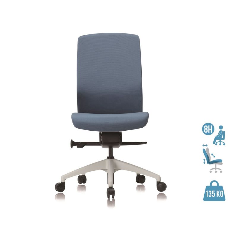 3700339882717-Fauteuil de bureau - CHARLIE - coque blanche et tissu bleu - Accoudoirs en option-P_79431019_1-0