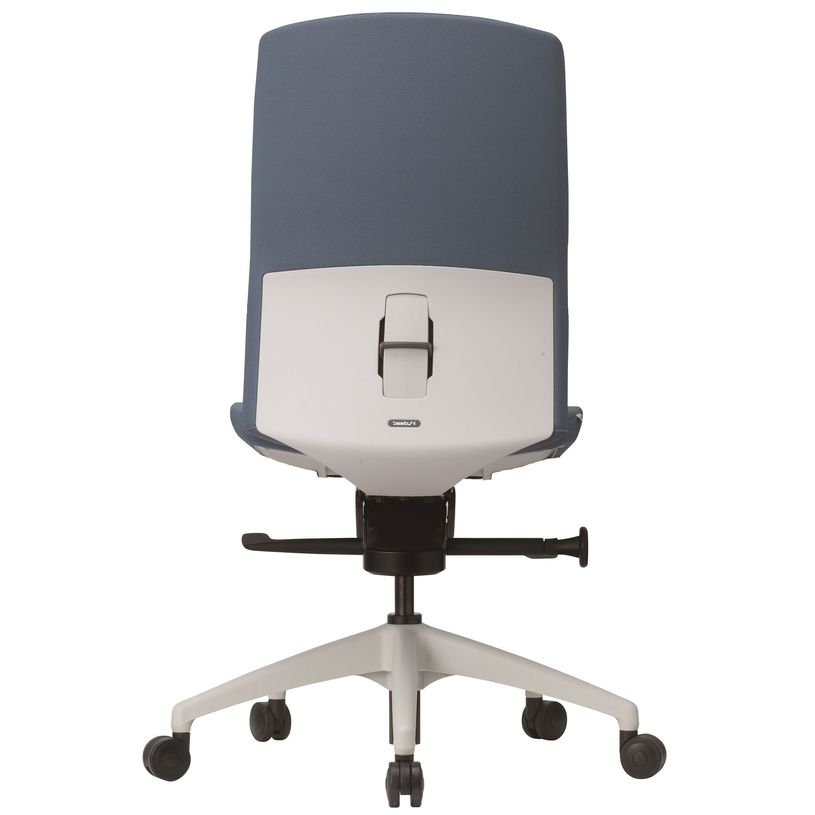 3700339882717-Fauteuil de bureau - CHARLIE - coque blanche et tissu bleu - Accoudoirs en option-P_79431019_3-2