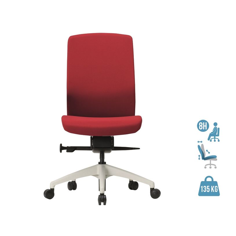 3700339882724-Fauteuil de bureau - CHARLIE - coque blanche et tissu rouge - Accoudoirs en option-P_79431020_1-0