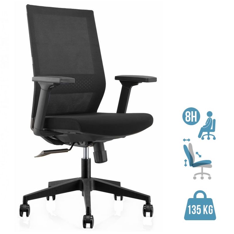 3700339882755-Fauteuil de bureau MAX - accoudoirs réglables - noir-P_79431023_1-0