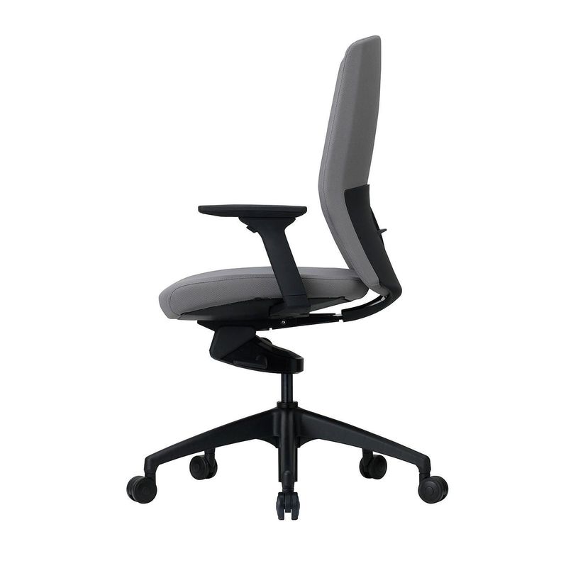 3700339882762-Fauteuil de bureau - CHARLIE - coque noire et tissu gris - accoudoirs réglables-P_79431028_2-1