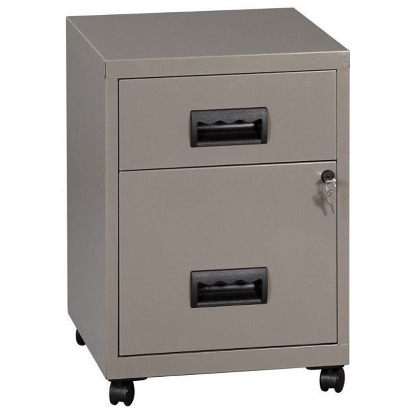 3219090950295-Caisson mobile - 2 tiroirs - gris souris nacré-P_79431100_1-0