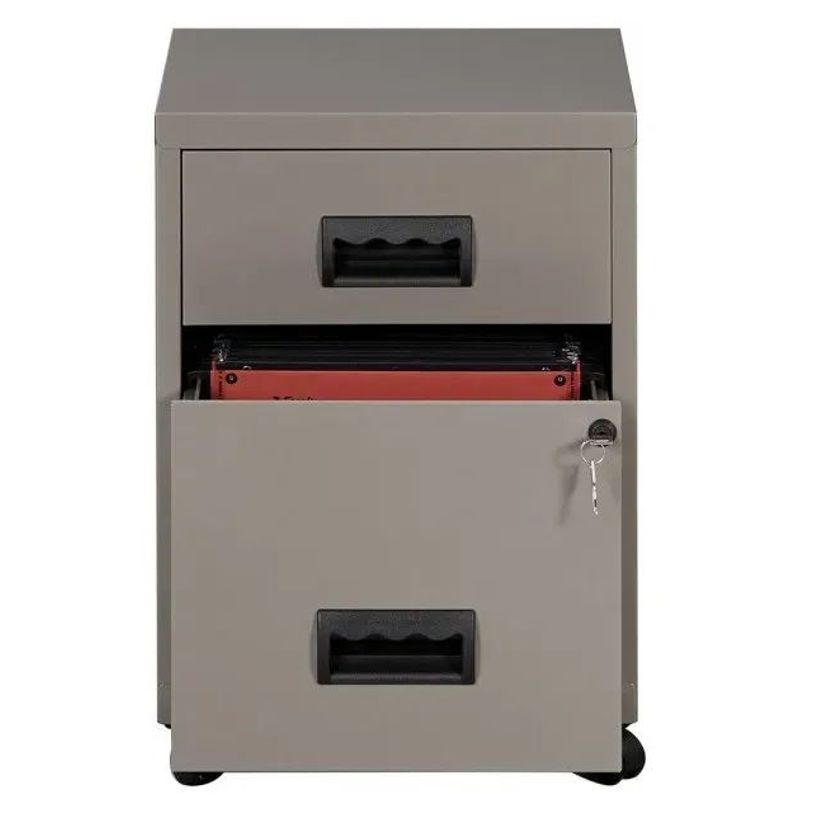 3219090950295-Caisson mobile - 2 tiroirs - gris souris nacré-P_79431100_2-1