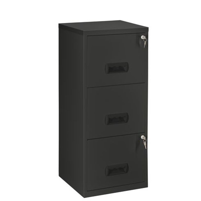 3219090950455-Classeur 3 tiroirs pour dossiers suspendus - 96 x 40 x 40 cm - noir vernis-P_79431101_1-0