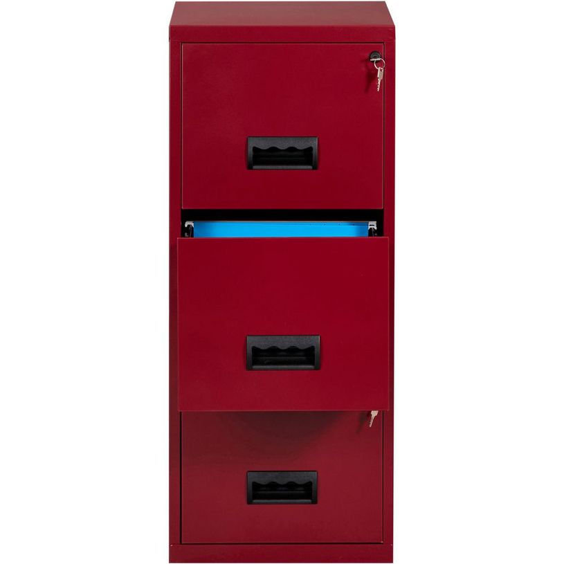 3219090950516-Classeur 3 tiroirs pour dossiers suspendus - 96 x 40 x 40 cm - rouge rubis nacré-P_79431103_3-2
