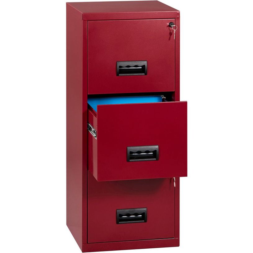 3219090950516-Classeur 3 tiroirs pour dossiers suspendus - 96 x 40 x 40 cm - rouge rubis nacré-P_79431103_4-3