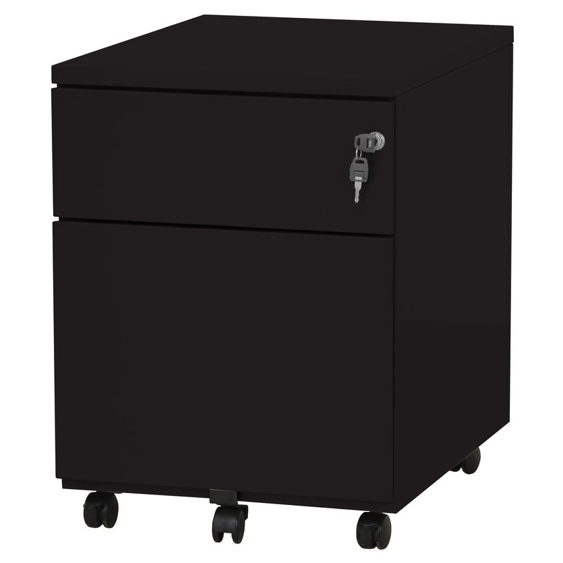 3219090951209-Caisson mobile - 2 tiroirs - noir vernis-P_79431105_1-0