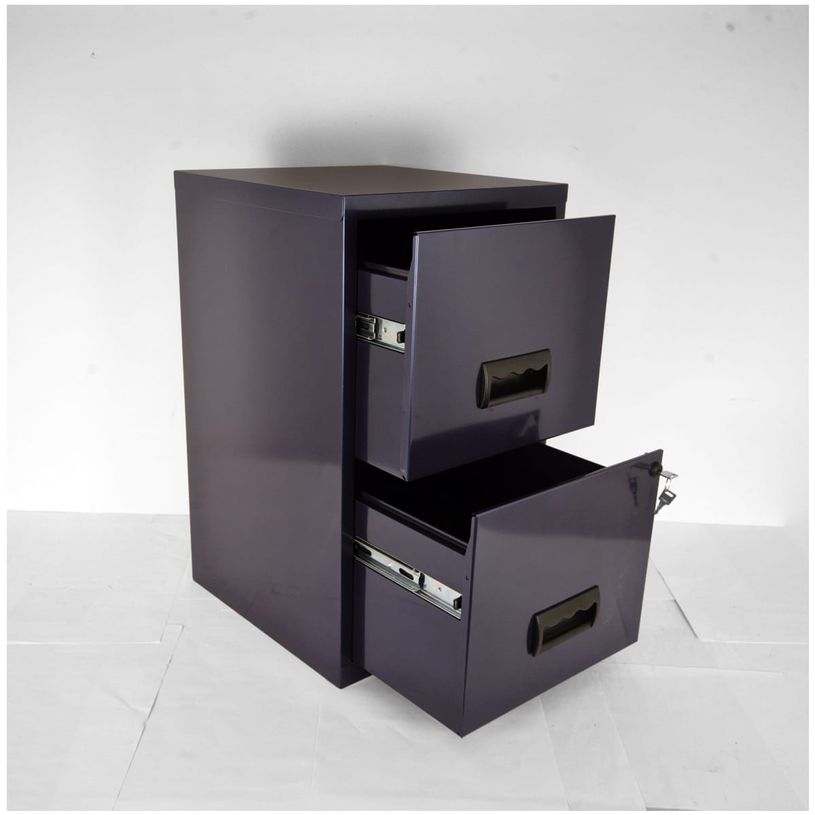 3219090954040-Classeur 2 tiroirs pour dossiers suspendus - 66 x 40 x 40 cm - bleu nuit nacré-P_79431111_1-0