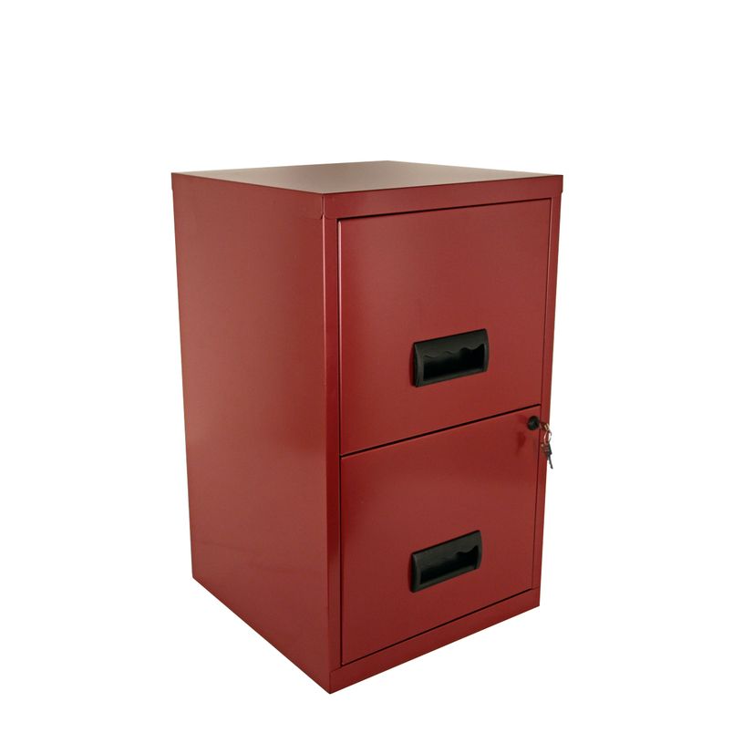 3219090954057-Classeur 2 tiroirs pour dossiers suspendus - 66 x 40 x 40 cm - rouge rubis nacré-P_79431112_1-0