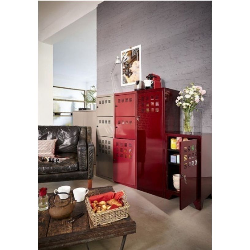 3219090956327-Casier de bureau avec pieds - 133 x 40 x 40 cm - rouge vernis-P_79431119_2-1