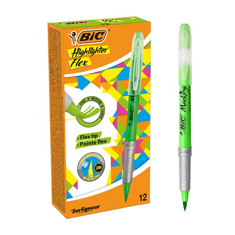 3086123494619-BIC Highlighter Flex - Pack de 12 surligneurs - vert-P_79431157_1-0