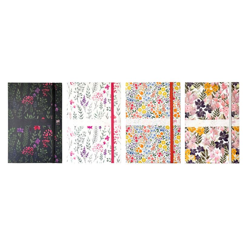 3147280066634-Agenda à élastique Oxford Flowers - 1 semaine sur 2 pages - 10 x 15 cm - disponible dans différents m--0