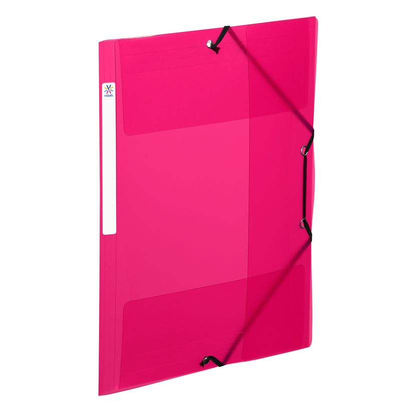 3135251137759-Viquel Propyglass - Chemise polypro à rabats - A4 - rouge framboise - étiquette sur la tranche--0