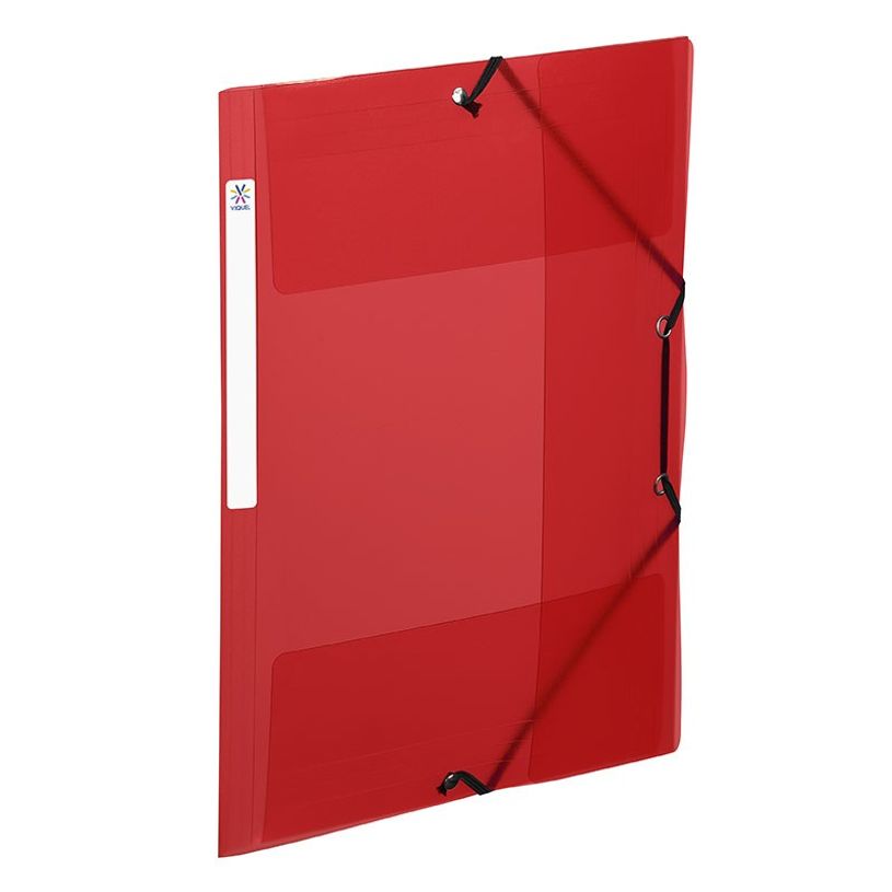 3135251137438-Viquel Propyglass - Chemise polypro à rabats - A4 - rouge - étiquette sur la tranche-P_79431326_1-0