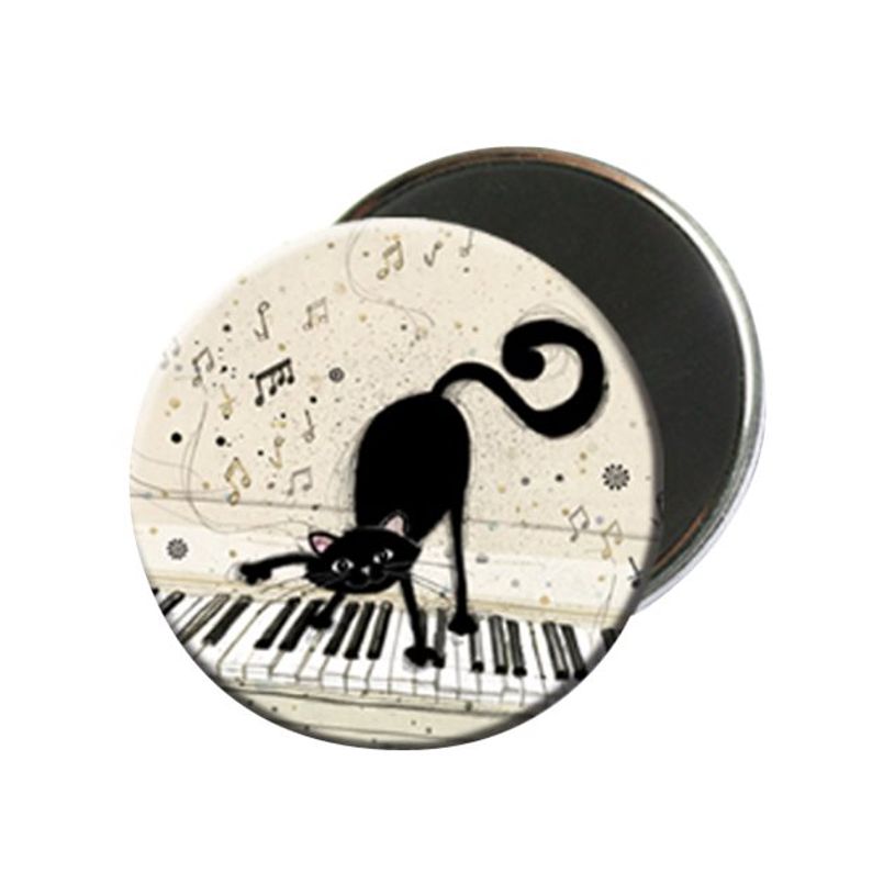 3700572713236-Kiub Bug Art - Magnet rond en verre - Chat sur clavier-P_79431357_1-0