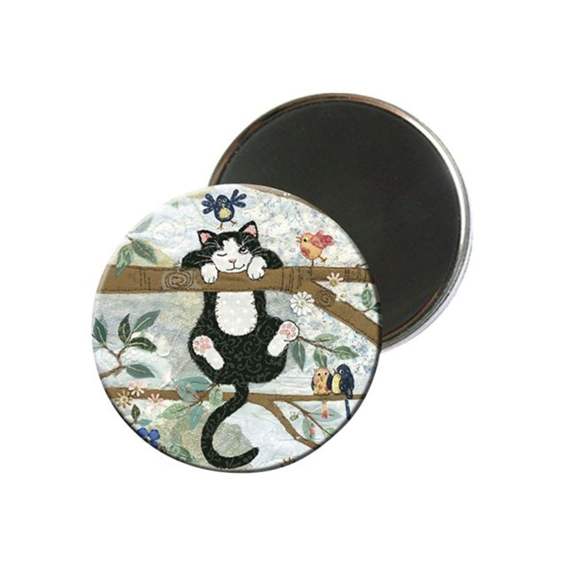 3700572716947-Kiub Bug Art - Magnet rond en verre - Chat sur branche-P_79431416_1-0