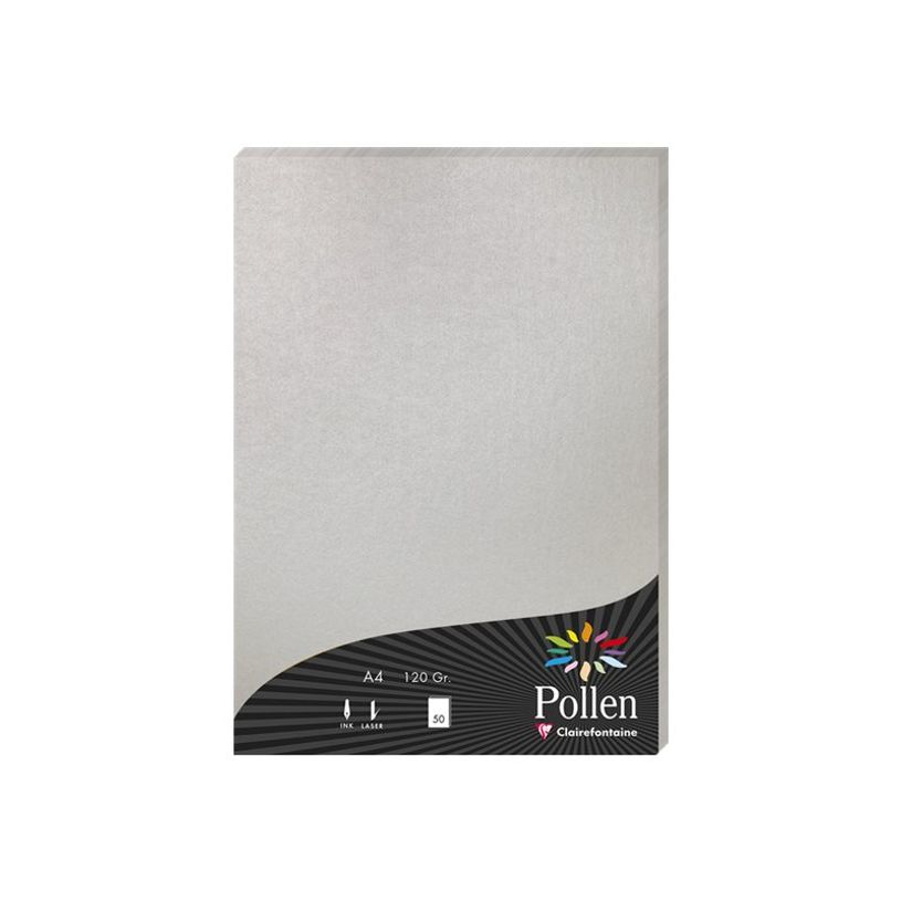3329680041996-Pollen - 50 Feuilles papier couleur - A4 (21 x 29,7 cm) - 120 g/m² - argent-P_79431436_1-0