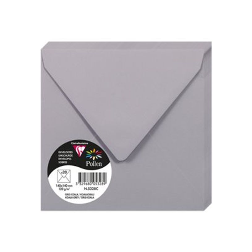 3329680053289-Pollen - 20 Enveloppes gommées - 140 x 140 mm - 120 g/m² - gris-P_79431439_2-1