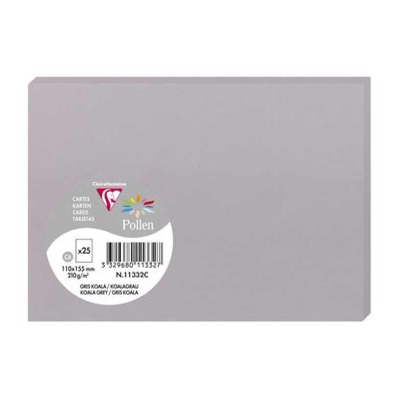 3329680113327-Pollen - 25 Cartes - 110 x 155 mm - 210g/m² - gris-P_79431440_1-0