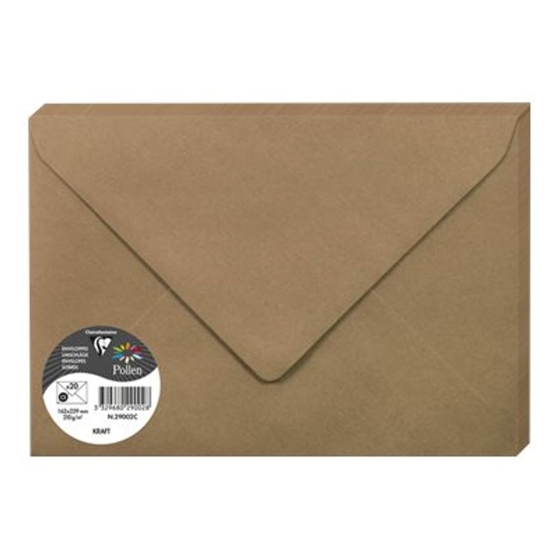3329680290028-Pollen - 20 Enveloppes gommées - 162 x 229 mm - 135 g/m² - kraft-P_79431448_1-0