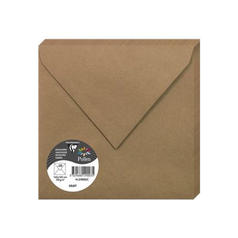 3329680290035-Pollen - 20 Enveloppes gommées - 165 x 165 mm - 120 g/m² - kraft-P_79431449_1-0
