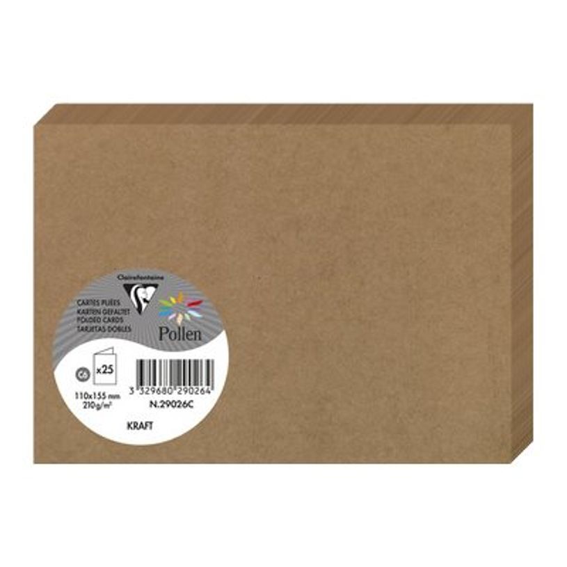 3329680290264-Pollen - 25 Cartes doubles - 110 x 155 mm - 200 g/m² - kraft-P_79431460_1-0